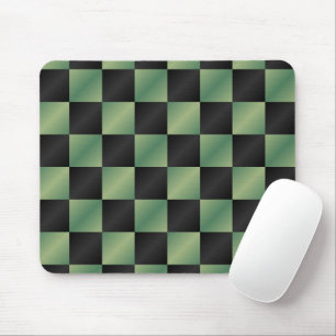 Tapis De Souris À damiers moderne vert olive noir dégradé