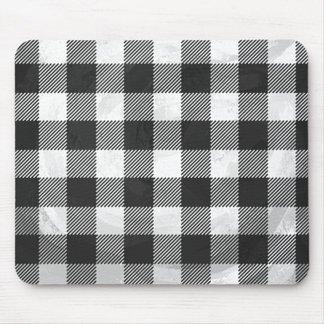 Tapis De Souris à damiers Plaid Noir Et Blanc (Devant)