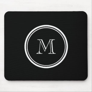 Tapis De Souris À extrémité élevé noir initial de monogramme
