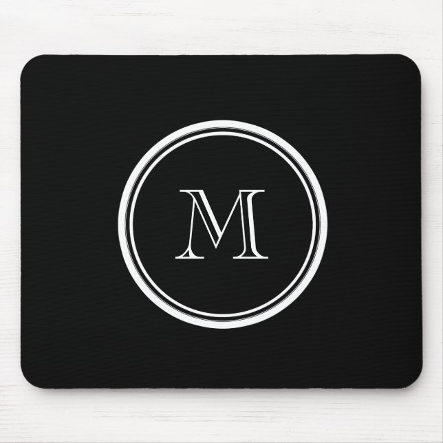 Tapis De Souris À extrémité élevé noir initial de monogramme (Devant)
