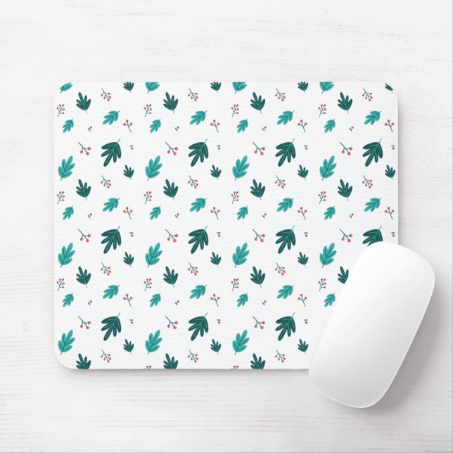 Tapis De Souris À feuillage persistant Tree Feuilles et Red Holly  (Avec souris)