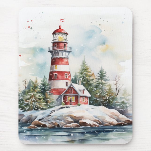 Tapis De Souris A Lighthouse in Winter (Devant)