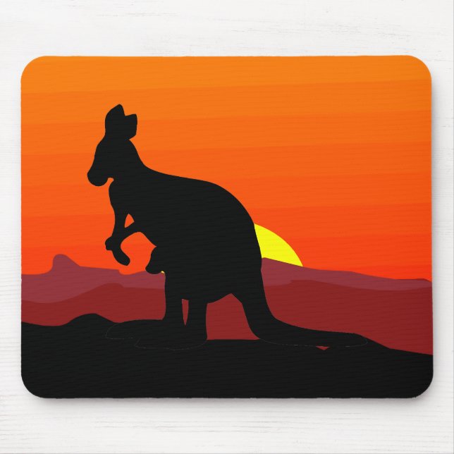 Tapis De Souris À l'intérieur kangourou australien au coucher du (Devant)