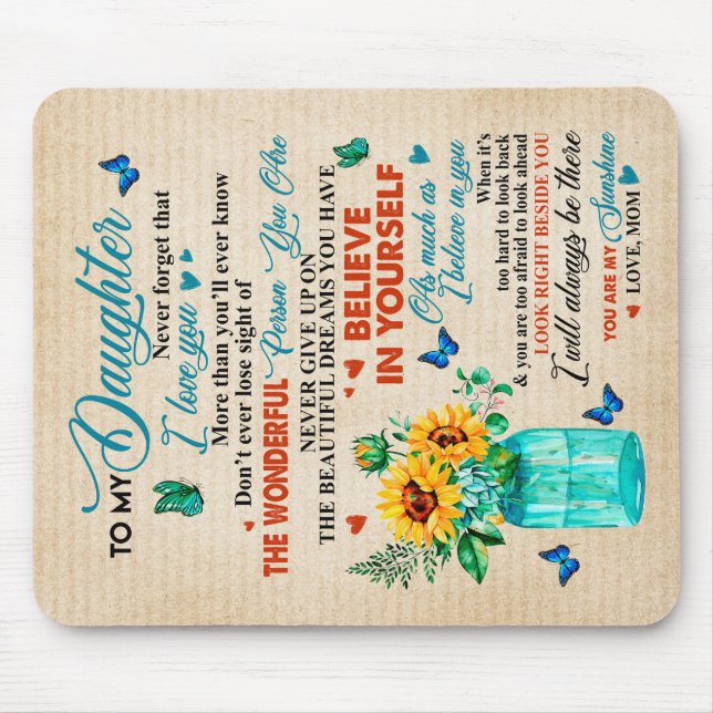 Tapis De Souris À Mon Cadeau Fille, Amant Papillon, Cadeau Tournes (Devant)