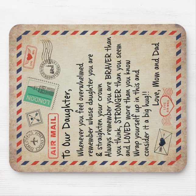 Tapis De Souris À Mon Don Fille, Lettre D'Amour À Notre Fille (Devant)