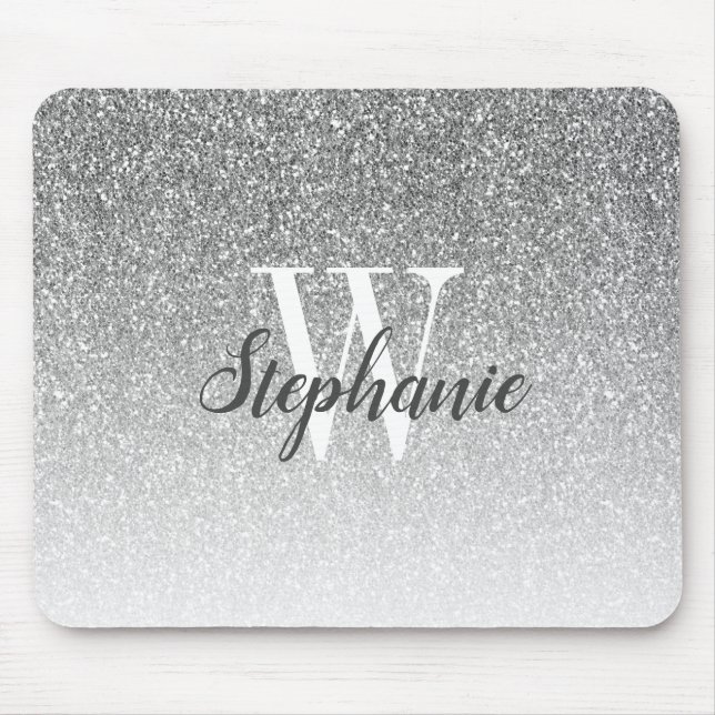 Tapis de souris à monogramme avec ombre argentée l (Devant)