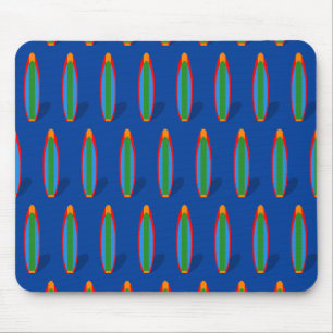 Tapis de souris à motif de planche de surf bleue