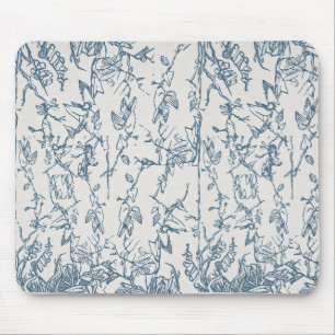 Tapis de souris à motif floral bleu vintage