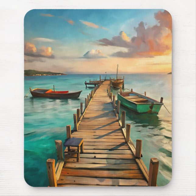 Tapis De Souris A Pier with Boats (Devant)