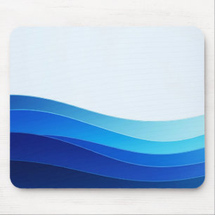 Tapis de souris à vagues superposées bleu océan