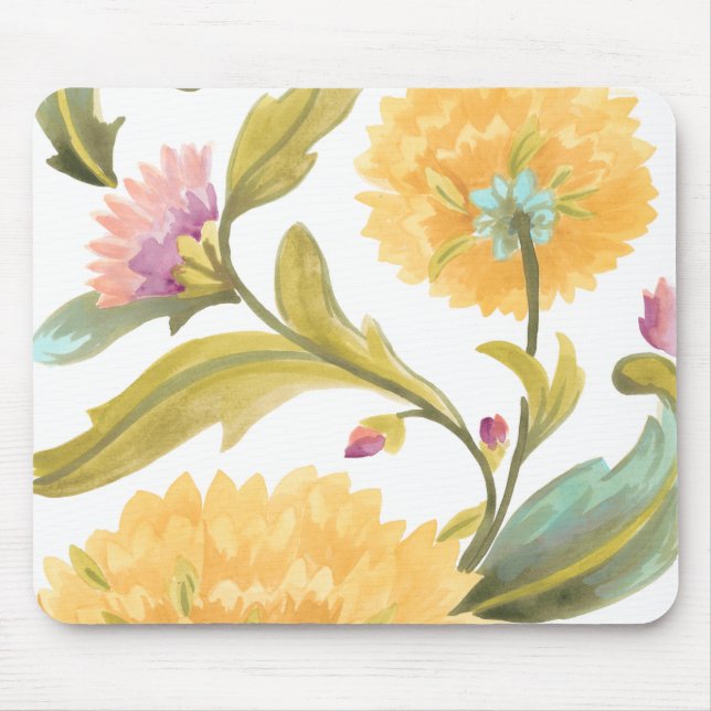 Tapis De Souris Abbaye Carreaux floraux - Fleurs Jaunes (Devant)