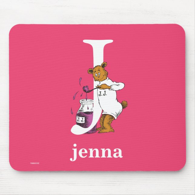 Tapis De Souris ABC du Dr Seuss : Lettre J - Blanc | Ajouter Votre (Devant)
