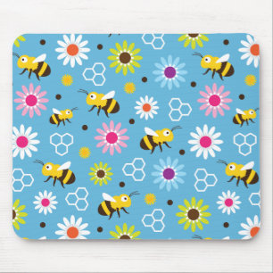 Tapis De Souris Abeille & Fleurs