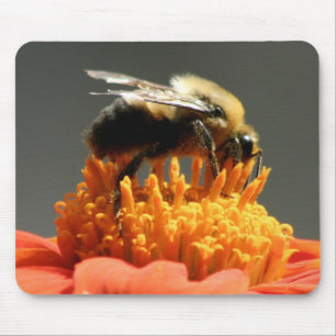 Tapis De Souris Abeille sur la fleur orange