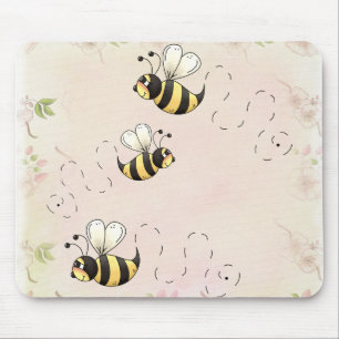 Tapis De Souris Abeilles du pays et roses roses roses