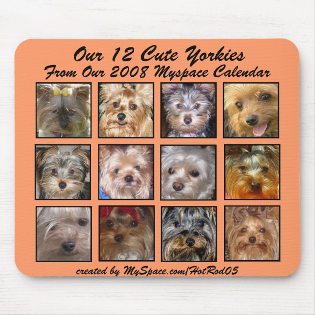 Tapis De Souris ABRICOT MIGNON de CALENDRIER de YORKIES 2008 (Devant)