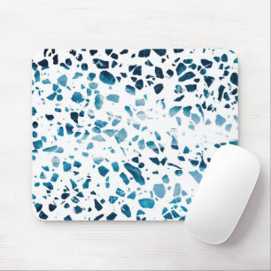Tapis De Souris Abstract Terrazzo Mosaic Navy & Light Blue Pattern