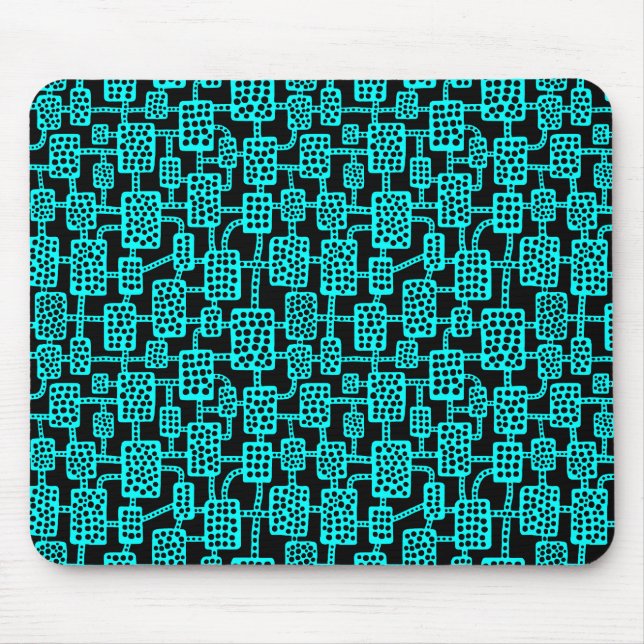 Tapis De Souris Abstrait 041113 - Cyan sur noir (Devant)