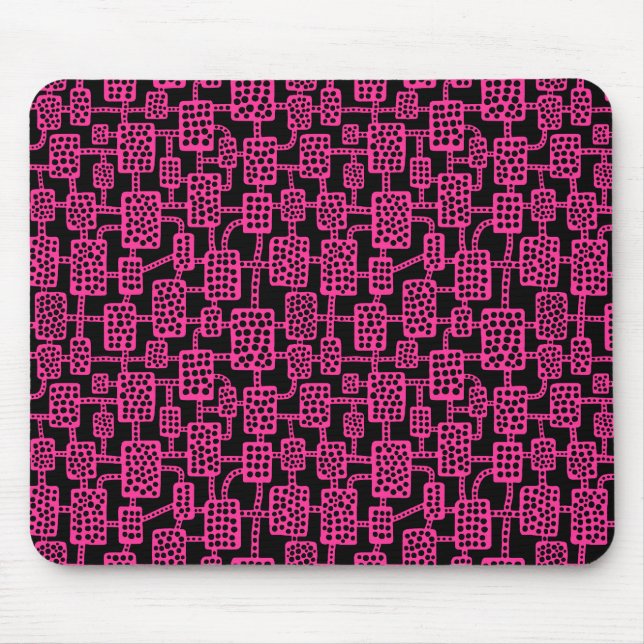 Tapis De Souris Abstrait 041113 - Rose chaud sur noir (Devant)