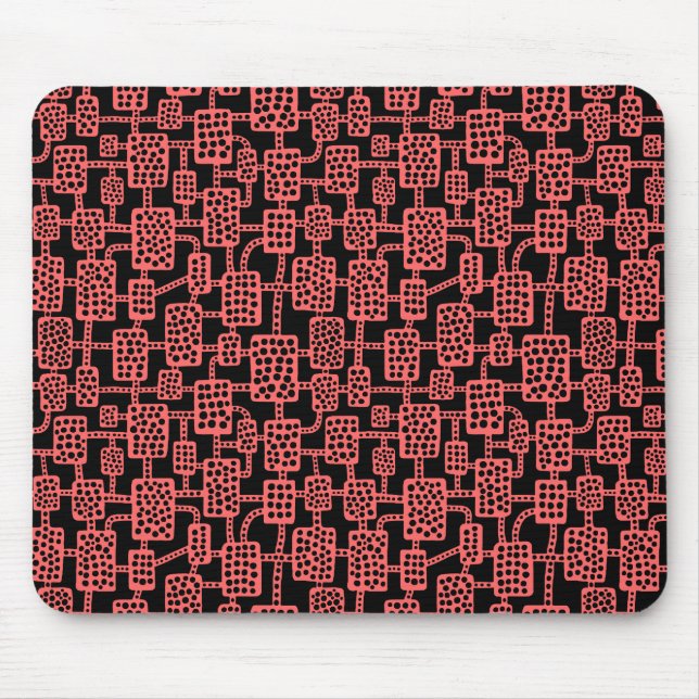 Tapis De Souris Abstrait 041113 - Rose tropicale sur noir (Devant)