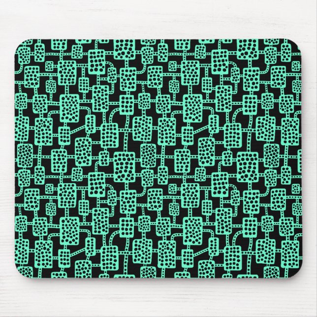 Tapis De Souris Abstrait 041113 - Turquoise sur noir (Devant)