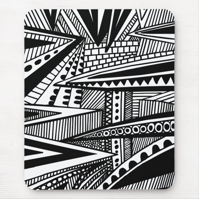 Tapis De Souris Abstrait 25 - Noir et Blanc (Devant)