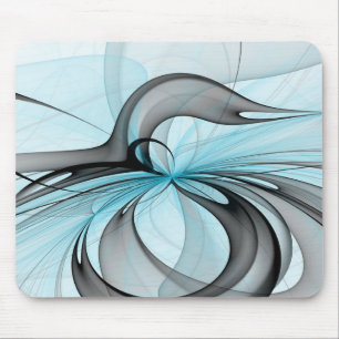 Tapis De Souris Abstrait Anthracite Gris Bleu Moderne Fractage Art