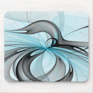 Tapis De Souris Abstrait Anthracite Gris Bleu Moderne Fractage Art