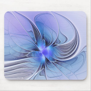 Tapis De Souris Abstrait Art Fractal Lavande Bleu