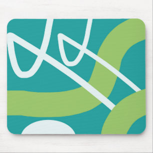 Tapis De Souris Abstrait Art Turquoise Lime Vert Blanc Souris Pad