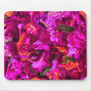 Tapis De Souris Abstrait aux pourpres, oranges et verts 
