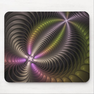 Tapis De Souris Abstrait brillant Trippy coloré 3D Fractal Art