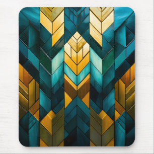 Tapis De Souris Abstrait Géométrique Moderne Élégant Or Sarcelle