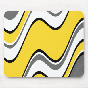 Tapis De Souris Abstrait gris jaune noir et blanc