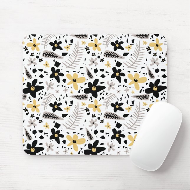 Tapis De Souris Abstrait Gris jaune noir gris sans joint motif flo (Avec souris)