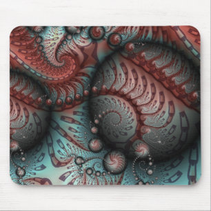 Tapis De Souris Abstrait Imaginaire dynamique Fractal Art Brown Bl