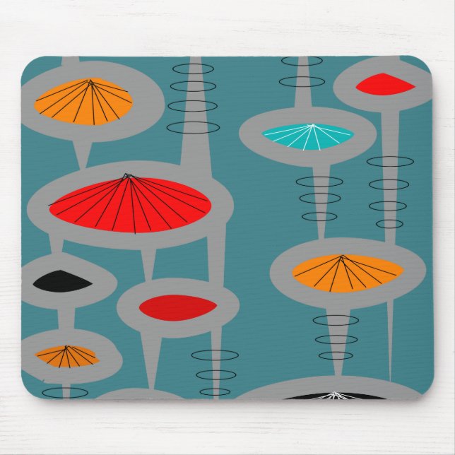 Tapis De Souris Abstrait inspiré du milieu du siècle atomique (Devant)
