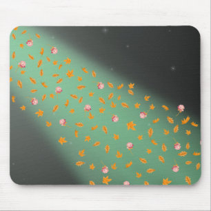Tapis De Souris Abstrait lune feuilles d'automne roses