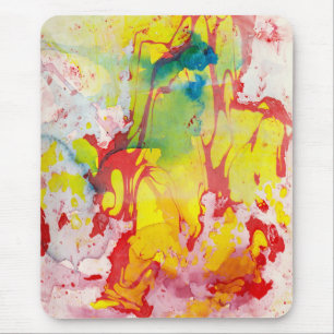 Tapis De Souris Abstrait moderne Modèle rouge jaune bleu vert