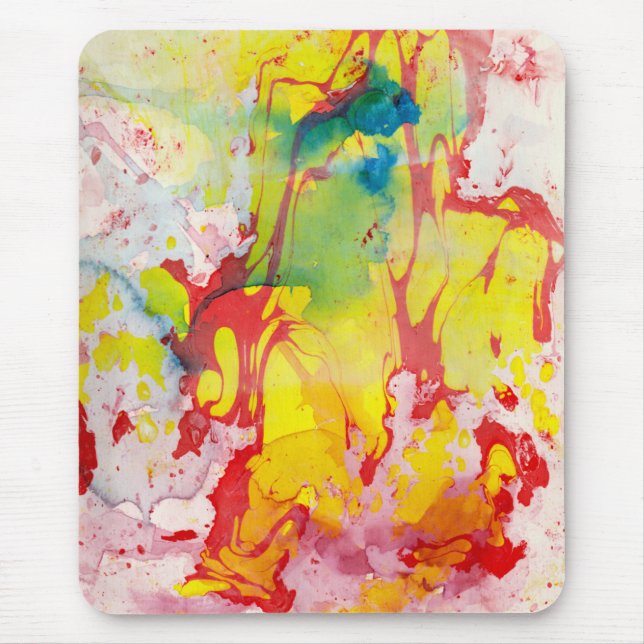 Tapis De Souris Abstrait moderne Modèle rouge jaune bleu vert (Devant)