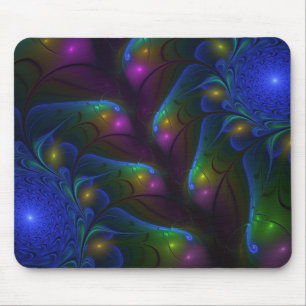 Tapis De Souris Abstrait Moderne Trippy Fractal Lumineux Coloré