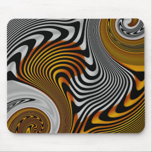 Tapis de souris abstrait orange noir argenté desig