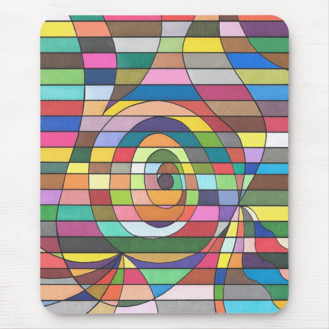 Tapis De Souris Abstrait rayé coloré avec centre en spirale (Devant)