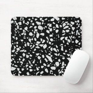Tapis De Souris Abstrait Terrazzo Mosaic Motif noir et blanc