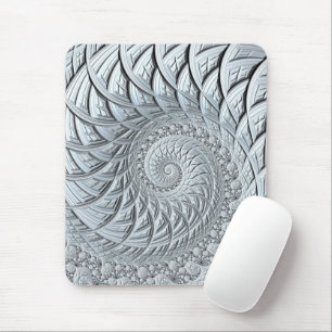 Tapis De Souris Abstraite spirale gris clair monochrome
