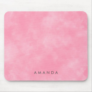 Tapis De Souris Abstraits nuages Pastel Pink Sky Texte personnalis