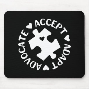 Tapis De Souris Accept Adapt Advocate Puzzle Piece Autism Awarenes