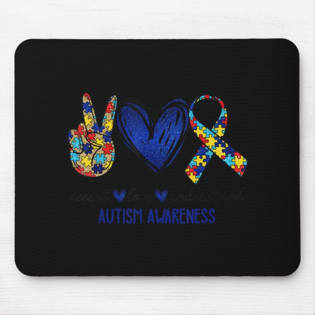 Tapis De Souris Accepter Comprendre Amour Sensibilisation sur l'au (Devant)