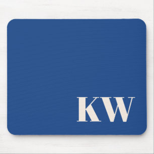 Tapis De Souris Accessoire de bureau classique à monogramme bleu