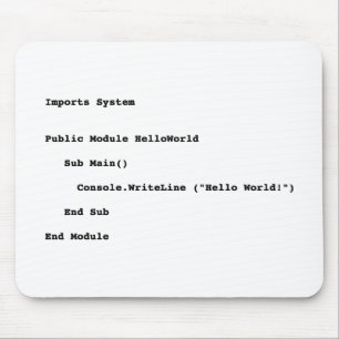 Tapis De Souris Accueil du monde de Visual Basic Hello